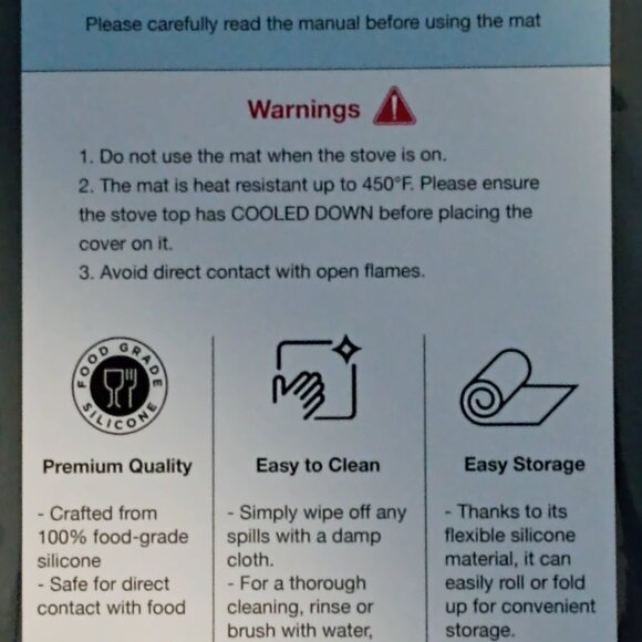 Silicone Electric Stove Cover Mat Heat Resistant Glass Cooktop Protector 28”x 20 - Picture 6 of 7